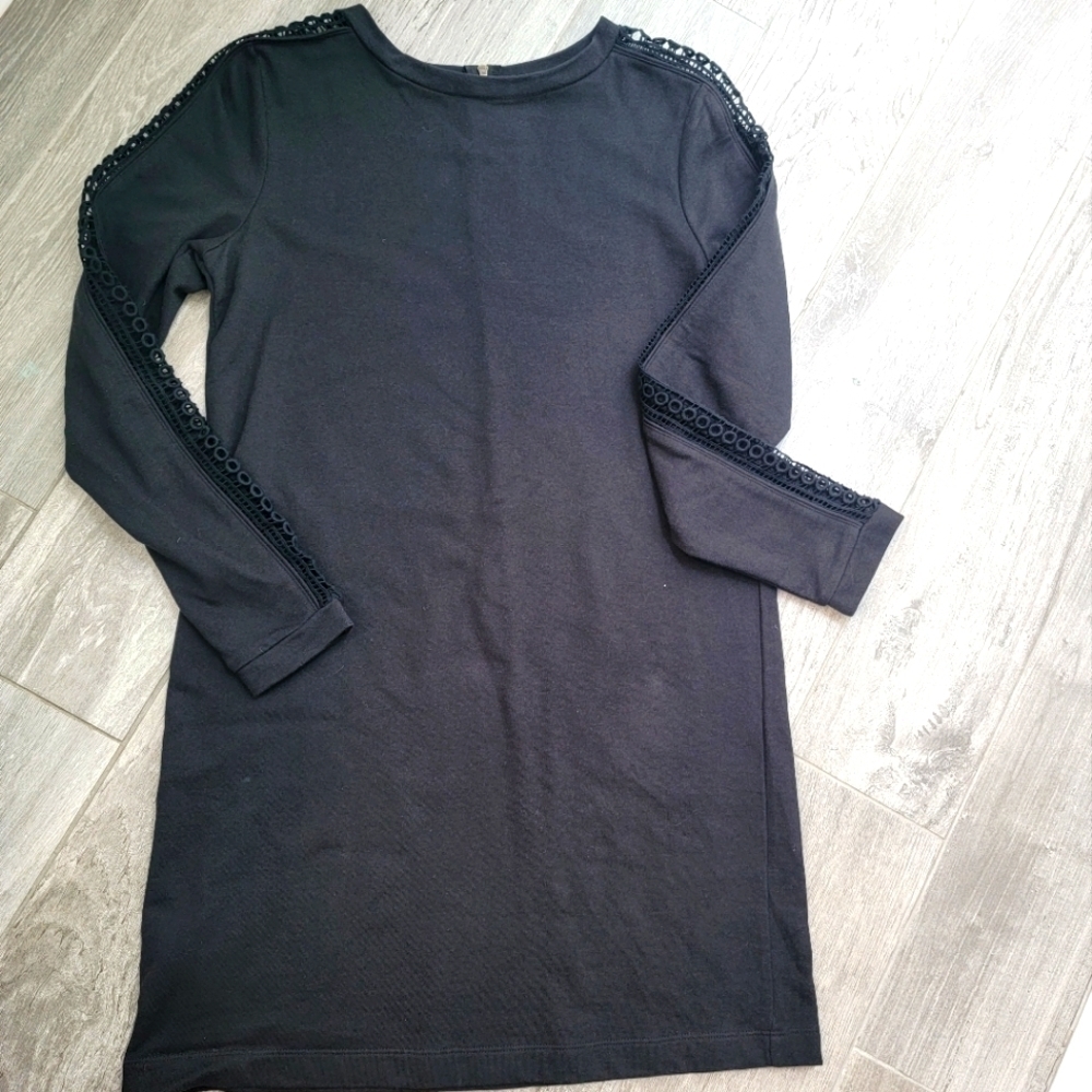 LOFT Long Sleeve Black Cotton Dress S